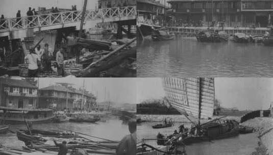 清末京杭大运河繁华景象历史镜头高清在线视频素材下载