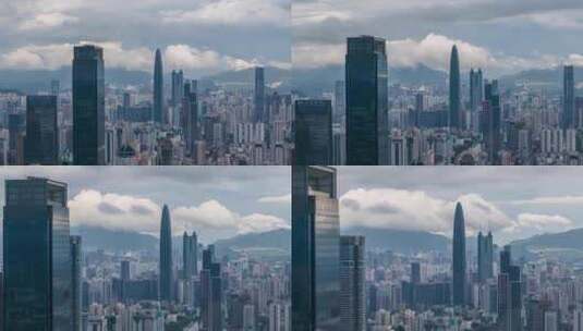 深圳城市天际线云海航拍延时高清在线视频素材下载