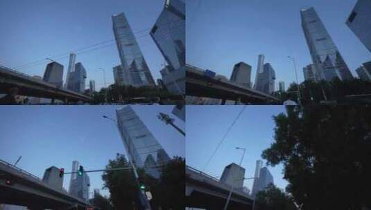 移动仰拍北京市中心大楼（源素材）高清在线视频素材下载