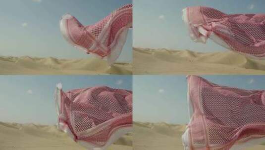 在沙漠中随风移动的毯子高清在线视频素材下载