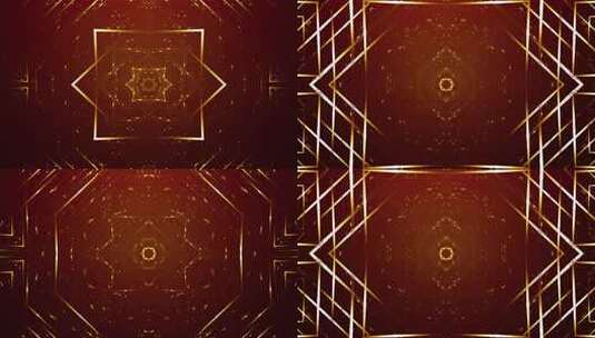 红色背景金色几何图案素材高清在线视频素材下载
