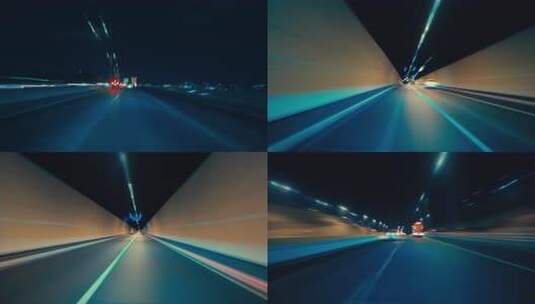 夜间公路行车 穿越 延时高清在线视频素材下载