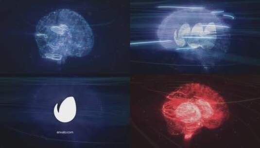 现代科技数字AI大脑Logo揭秘片头AE模板高清AE视频素材下载