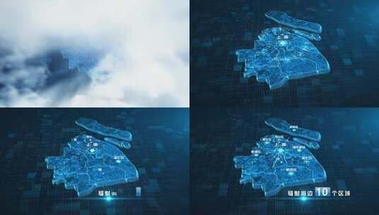 上海科技地图区位AE模板高清AE视频素材下载