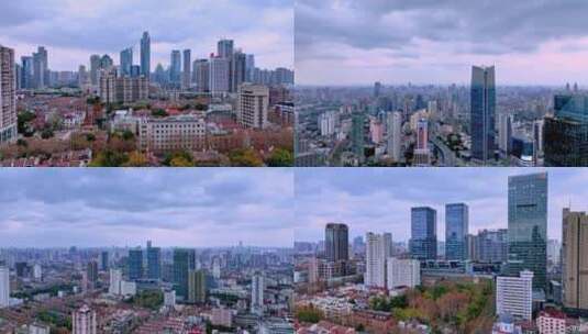 上海静安商圈航拍合集高清在线视频素材下载