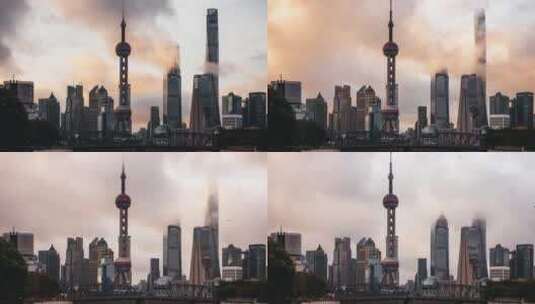上海地标建筑陆家嘴金融区动感延时高清在线视频素材下载