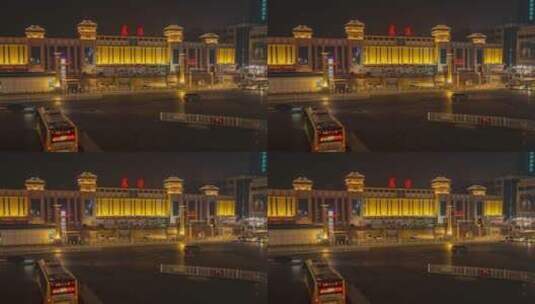 襄阳火车站夜晚大范围延时宣传片素材高清在线视频素材下载