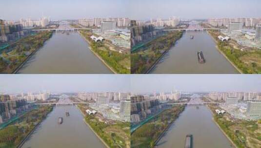 扬州市京杭大运河航拍延时高清在线视频素材下载