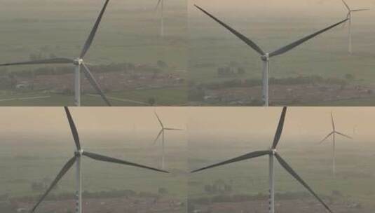 风力发电清洁能源乡村振兴产业航拍高清在线视频素材下载