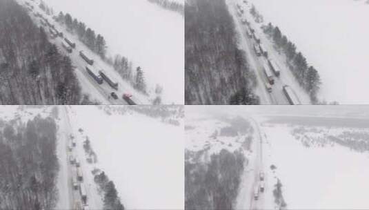 由于大暴风雪袭击，数千人被困在高速公路上高清在线视频素材下载