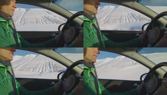 冰岛上开车的司机高清在线视频素材下载