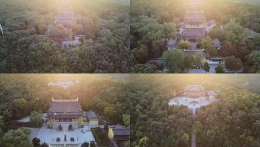 夕阳沐浴下的常熟虞山三峰清凉禅寺高清在线视频素材下载