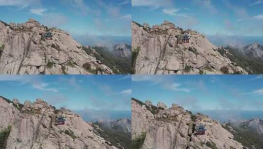 航拍青岛崂山巨峰山林怪石自然景观延时拍摄高清在线视频素材下载