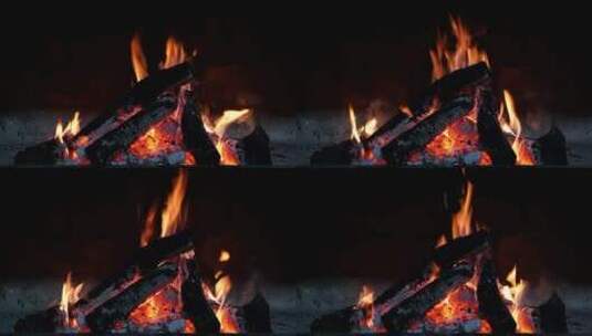 燃烧的火堆火堆生火燃烧火焰高清在线视频素材下载