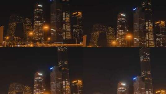 4K北京国贸CBD车流城市夜景灯光秀实拍延时高清在线视频素材下载