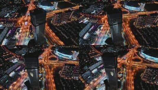 南京江北新区城市航拍空镜交通路网夜景高清在线视频素材下载
