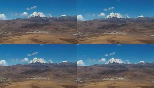 雅拉雪山下的木雅大寺航拍高清在线视频素材下载