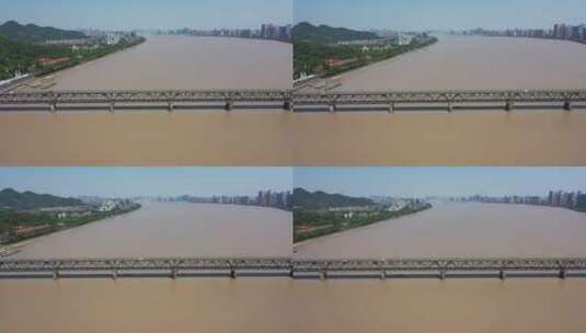 杭州 钱塘江大桥 一桥 4K航拍横飞高清在线视频素材下载