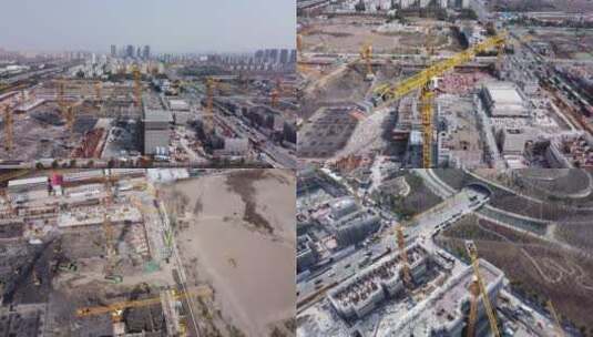 【4K30帧】航拍上海城市施工建设城市建筑高清在线视频素材下载