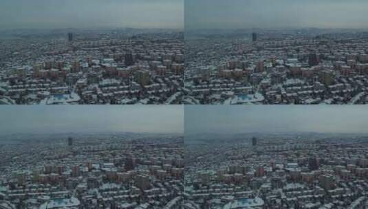 下雪天城市的全景高清在线视频素材下载