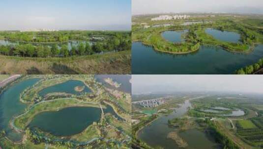 合集_沣河梁家滩运动公园4k航拍高清在线视频素材下载