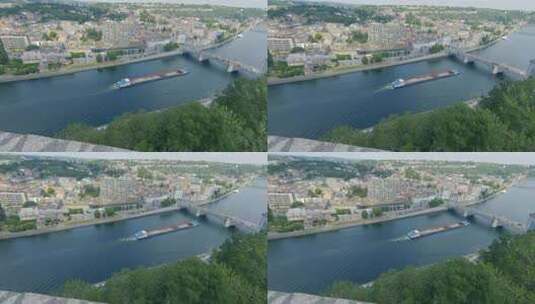 城市运河上的货轮高清在线视频素材下载