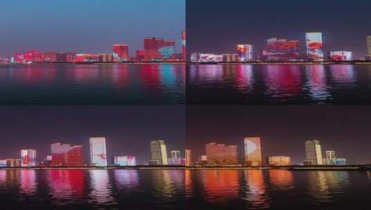 湖南长沙湘江风光地标建筑夜晚灯光秀4k延时高清在线视频素材下载