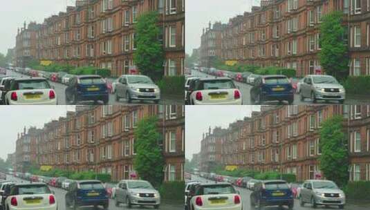 M1欧洲街头汽车在雨中行驶高清在线视频素材下载