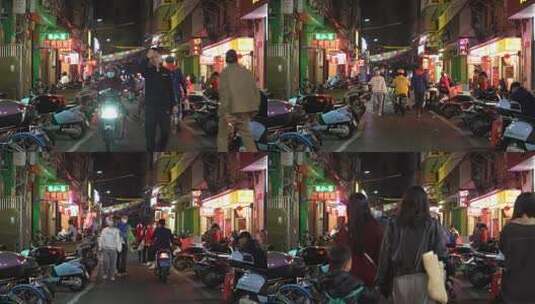 海口骑楼老街夜景延时摄影高清在线视频素材下载