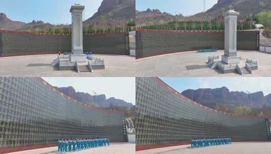 学生瞻仰烈士英名录巨幅纪念墙高清在线视频素材下载