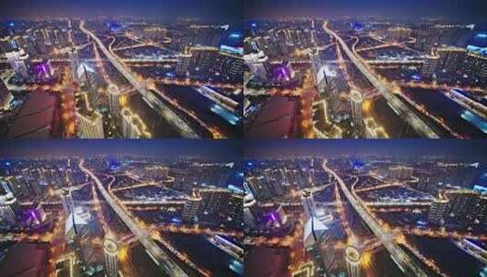 陕西西安高新区cbd城市夜景高清在线视频素材下载