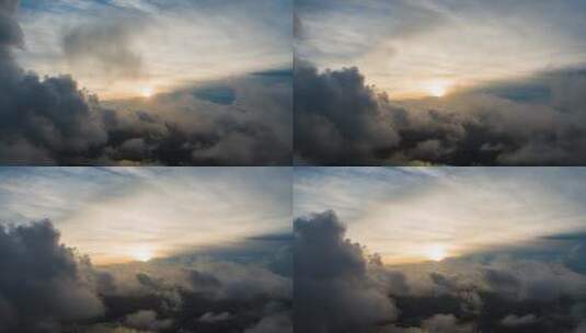 航拍城市上空的云朵高清在线视频素材下载