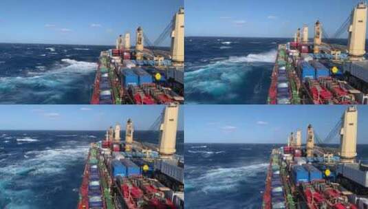 风浪中航行的货船高清在线视频素材下载
