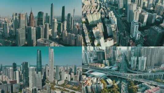 广州天河区城市建筑交通多镜头高清在线视频素材下载