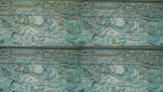 宁波东钱湖寺庙浮雕墙高清在线视频素材下载