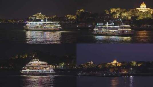 渡船轮船游览夜景高清在线视频素材下载