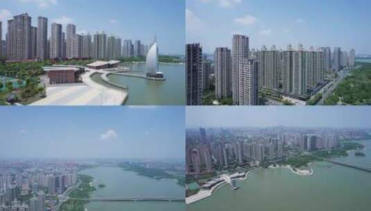 蚌埠龙子湖风光航拍高清在线视频素材下载