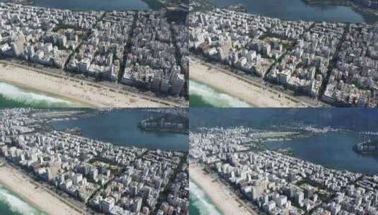 巴西沿海城市建筑和山脉的全景照片
巴西里约热内卢，无人机4k
埃高清在线视频素材下载