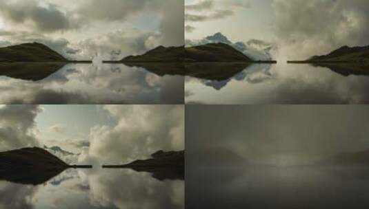 湖和云的倒影高清在线视频素材下载