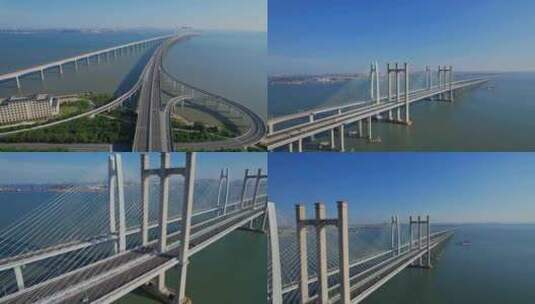 航拍泉州湾大桥合集高清在线视频素材下载