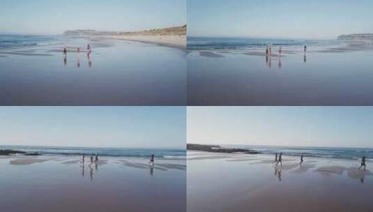 沙滩上的跑步者特写高清在线视频素材下载
