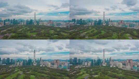 深圳建筑航拍延时摄影 蓝天白云城市风光高清在线视频素材下载