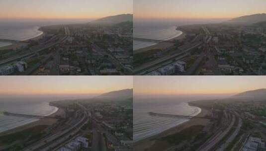 日落时分的城市景色高清在线视频素材下载