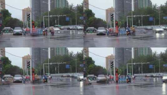 雨天 下雨 城市风光 写意 台风 雨中景色高清在线视频素材下载