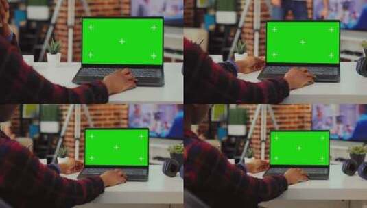 学生在笔记本电脑上分析绿屏高清在线视频素材下载