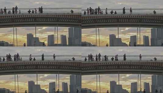 城市日落时拍照的居民高清在线视频素材下载