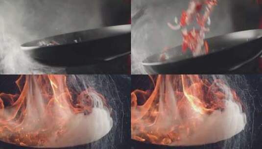 炒菜时油烟美食烹饪视频素材高清在线视频素材下载