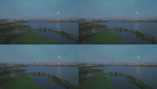 城市月亮升起高清在线视频素材下载
