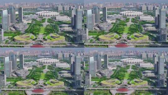 西安浐灞奥体中心建筑群高清在线视频素材下载