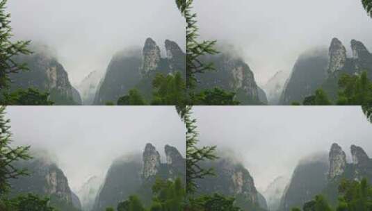 农村下雨雨景远山云雾雨季小雨高清在线视频素材下载